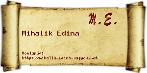 Mihalik Edina névjegykártya